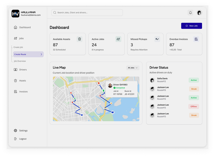 Haulvana Dispatcher Dashboard